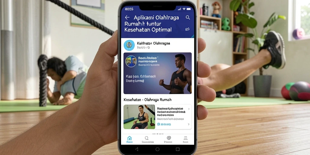 Antarmuka aplikasi Olahraga Rumah 8055 yang user-friendly dan menarik.