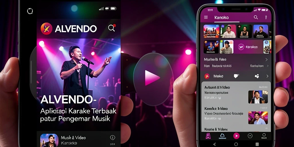 Antarmuka ALVENDO yang menarik untuk pengalaman karaoke yang menyenangkan.