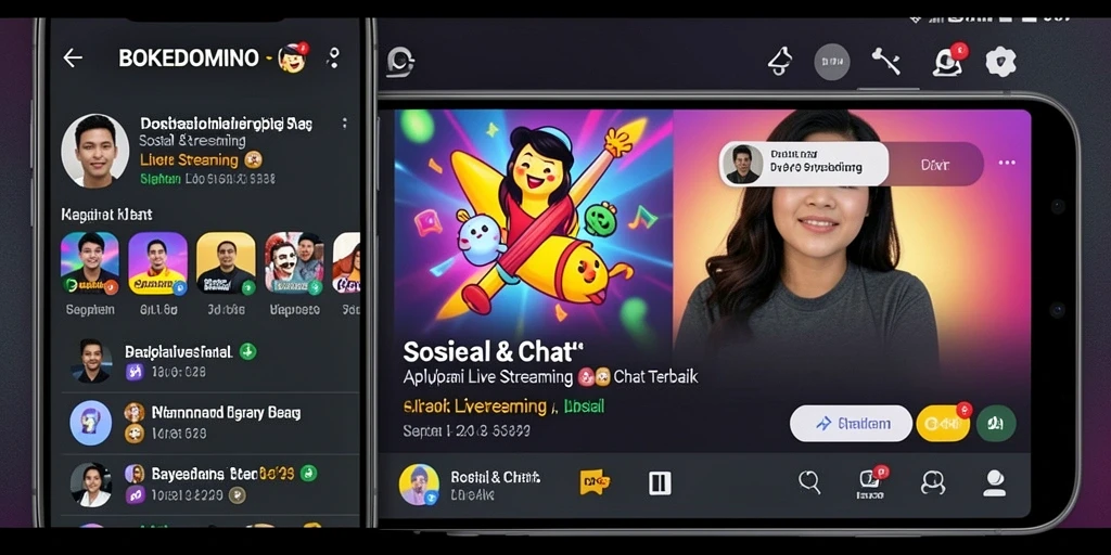 Tampilan antarmuka aplikasi BOKEDOMINO saat live streaming.