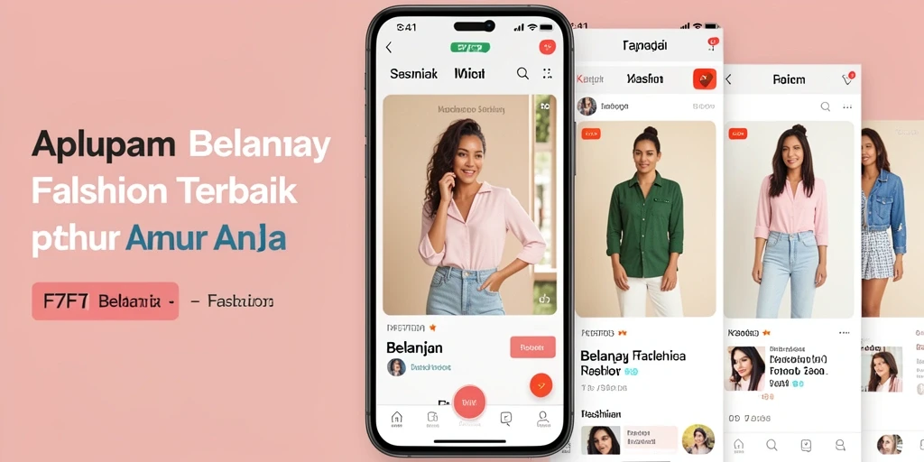 Antarmuka aplikasi F7F7 menampilkan berbagai produk fashion berkualitas.