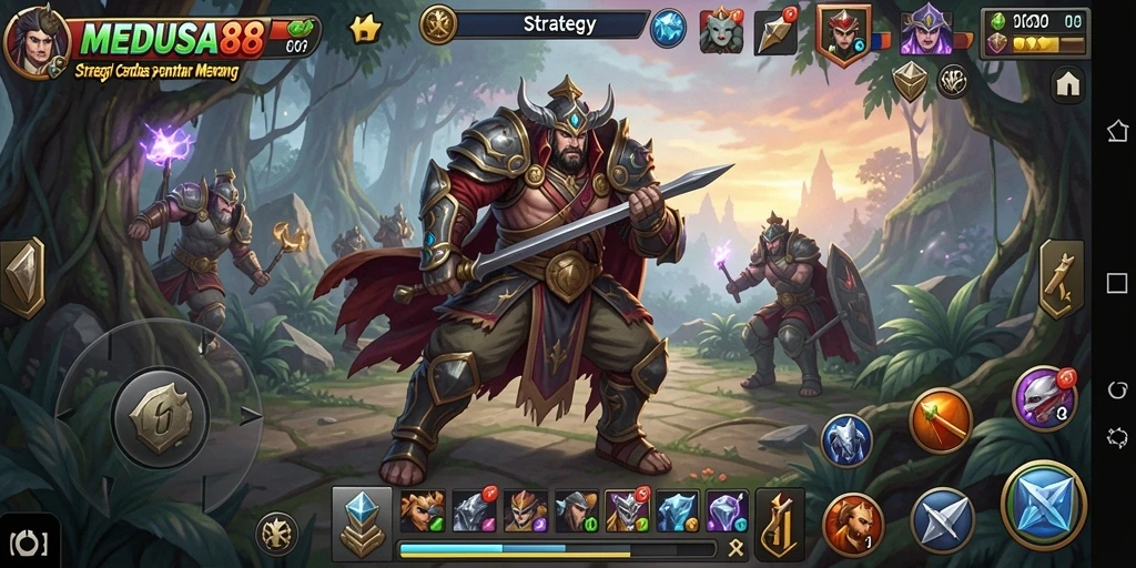 Tampilan antarmuka MEDUSA88 yang menawan dan fungsional dalam gameplay Strategy.
