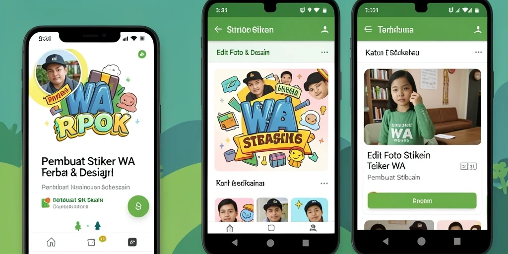 Tampilan antarmuka RPOK untuk menciptakan stiker WA yang menarik.