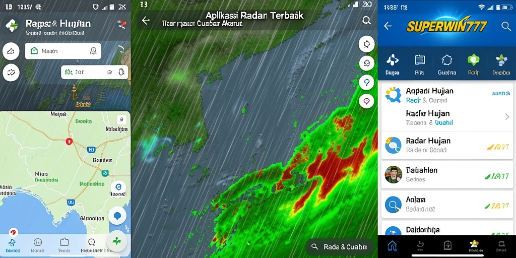 Antarmuka utama SUPERWIN777 menampilkan radar hujan akurat dan informasi cuaca terkini.